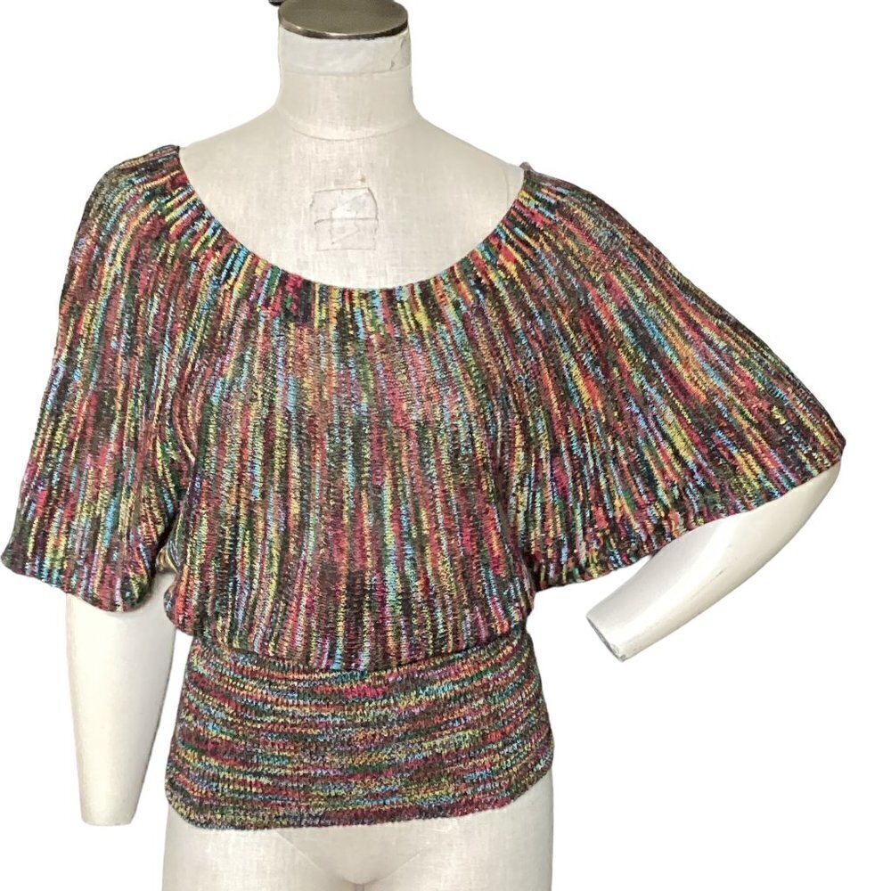 Forever 21 Multicolor Dolman Sleeve Knit‎ Top Sz M #228i - Picture 2 of 9